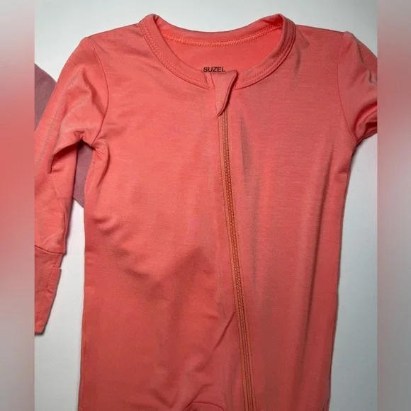 Suzel Baby Girl Bamboo Zip Romper Pajamas Lot Size 0-3M - Picture 3 of 8